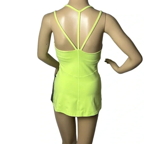 Y2K KARMA ATHLETICS bright neon yellow halter cami tank top,cut out ,straps - Picture 6 of 15